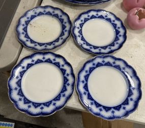 Four Blue and White Antique Plates