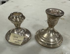 Two Weighted Sterling Candle Holders