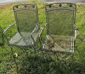 Two Wrought Iron Patio Arm Chairs