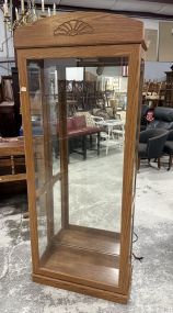 Oak Finish Curio Lighted Cabinet