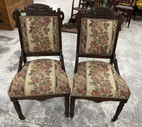 Pair of Victorian Eastlake Mahogany Parlor Side Chairs