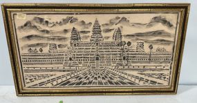 Framed Thai Rubbing on Paper Artwork