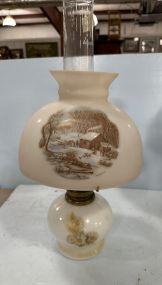 Vintage Aladdin White Glass Oil Lamp