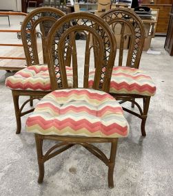 Three Bamboo Style Ornate Side Chairs