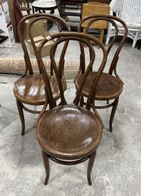 Three Bentwood Bistro Oak Chairs