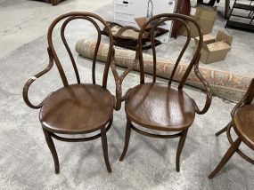 Pair of Bentwood Bistro Oak Arm Chairs
