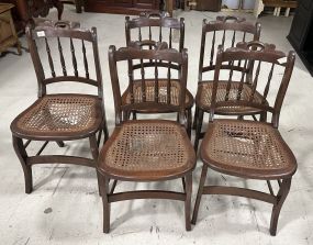 Five Vintage Mahogany Cane Side Chairs