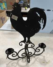 Metal Crafted Rooster Candle Holder
