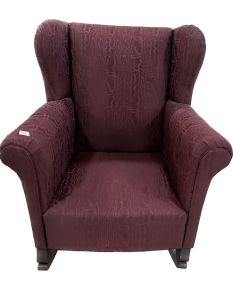 Red Upholstered Wing Back Chair