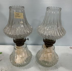 Pair of Vintage Glass Oil Lamps