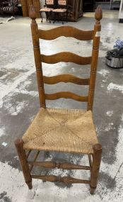 Oak Colonial Style Ladder Back Side Chair