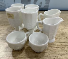 Westmoreland Milk Glass Goblets, Cups, and Pitchers