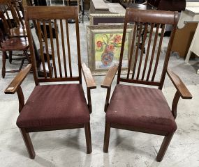 Pair of Modern Oak Arm Chairs
