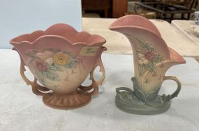 Two Hull Pottery Vase and cornucopia Vase