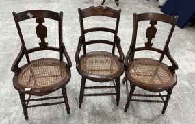 Three Victorian Style Mahogany Caned Side Chairs
