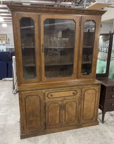 Late 20th Century Oak China Cabinet