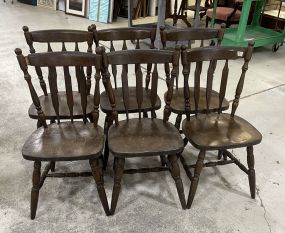 Set of Six Farm Style Spindle Side Chairs