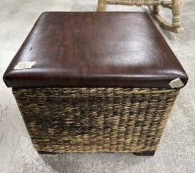 Woven Vinyl Top Ottoman