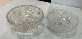 Two Pressed Glass Footed Center Bowls