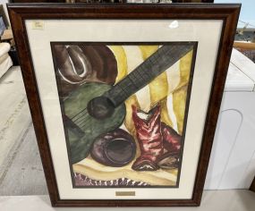 Signed Watercolor 1999 Framed