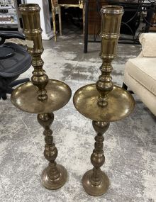 Pair of Tall Brass Candle Holder