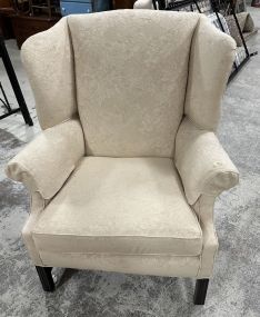 Traditional Style Upholstered Wing Back Arm Chair