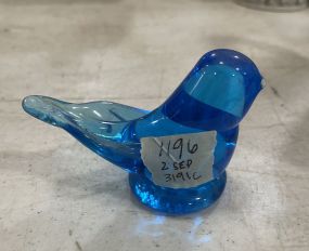 Glass Blue Bird Signed