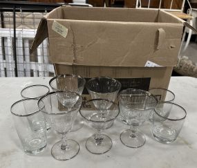 Group of Silver Rimmed Crstyal Stemware