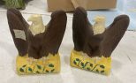 Signed Dm Ceramic Eagle Sculptures