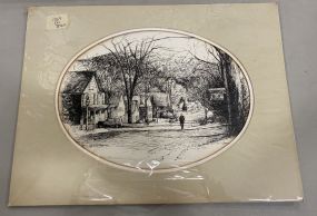 Framed Oval Matted Town Print