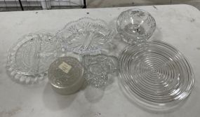 Etched Glass Ashtray, Pressed Glass Plate, Heart, Bowl,