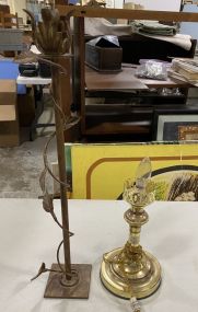 Metal Candle Holder and Brass Lamp