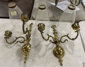 Brass Two Arm Wall Sconces