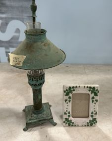 Metal Reproduction Oil Lamp and Picture Frame