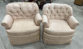 Pair of North Hickory Upholstered Arm Chairs