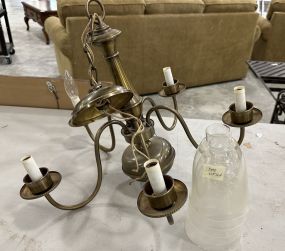 Brass 5 Arm Chandelier