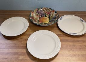 Fruit Bowl and Three Dinner Plates