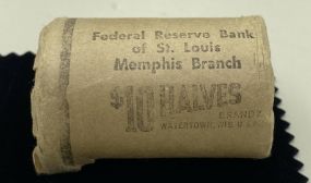 Original Federal Reserve Roll of 1959 Franklin Half Dollars
