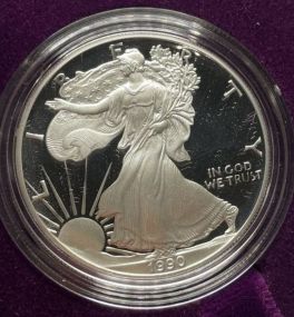 1990 Proof American Eagle .999 1 oz. Fine Silver