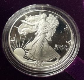 1990 Proof American Eagle .999 1 oz. Fine Silver