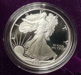 1990 Proof American Eagle .999 1 oz. Fine Silver