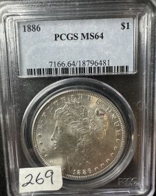 1886 Graded MS64 Morgan Silver Dollar
