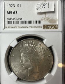 1923 Graded MS63 Liberty Silver Dollar
