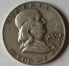 1959 Silver Franklin Half Dollar