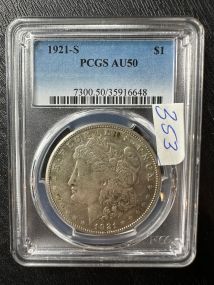1921-S Graded Morgan Silver Dollar PCGS AU50