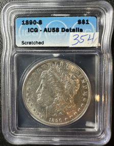 1890-S Graded Morgan Silver Dollar AU58