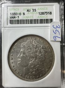 1880-O Graded Morgan Silver Dollar AU55