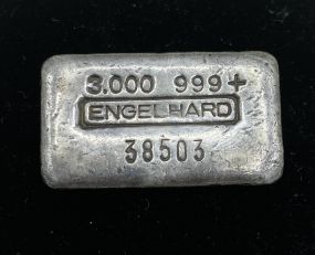 Stunning Vintage Engelhard 3 oz .999 Silver Poured Bar