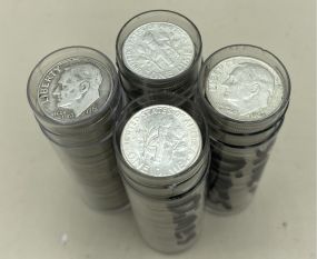 Four Rolls of Silver Roosevelt Dimes 200 Dimes