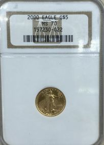 2000 $5 Dollar 1/10th oz. Gold Eagle Graded MS70